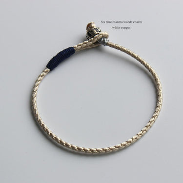 Tibetan Buddhist Hand tied SNAKE Knot 'GOOD FORTUNE' OM Mantra Accent Bracelet